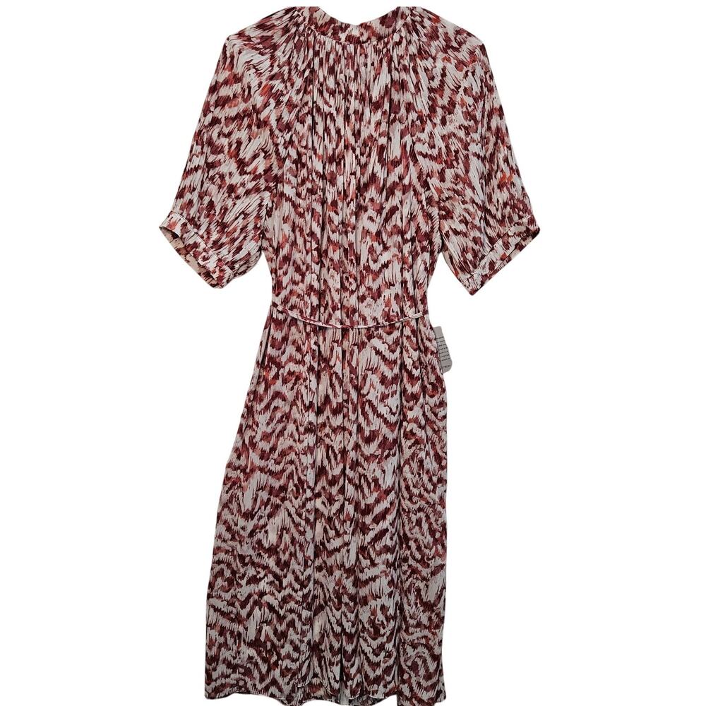 Maggy London Red White Belted Dress High Neck Short Sleeve Size 18  NWT $164